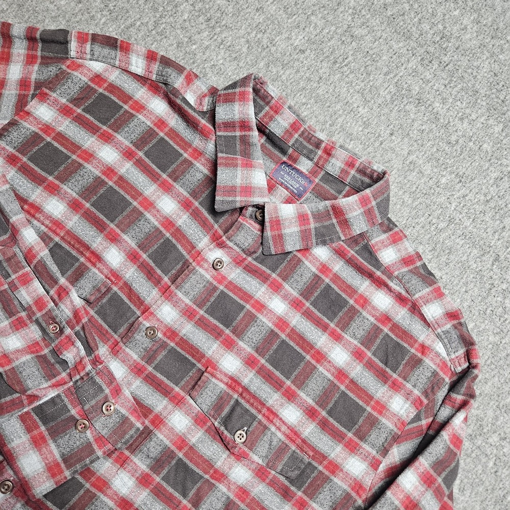 UNTUCKit Manning Flannel Shirt Mens XXL Long Sleeve Red Plaid